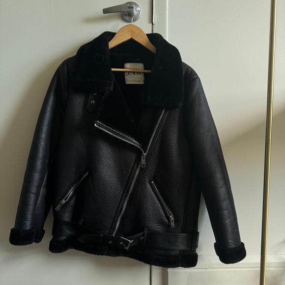 Zara Faux Leather and Fur Lined Jacket - Picture 5 of 9